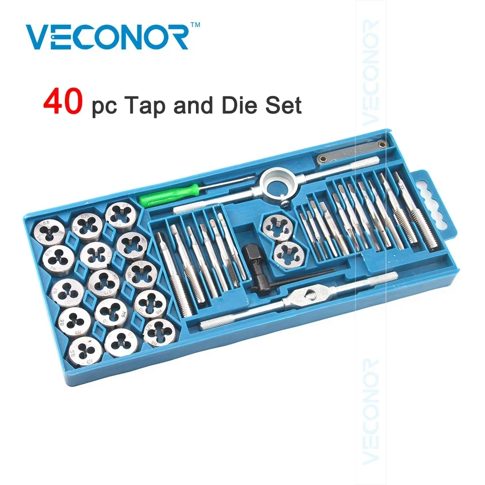 

40Pcs Tap and Die Set Alloy Steel Professtional Tools with Case Packed for Metalworking