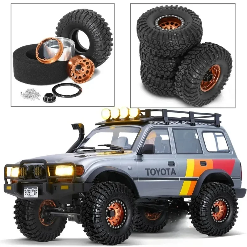 

4pcs 1.9'' Beadlock Wheels and Tires Rim Offset -8.9mm OD 4.53'' for 1/10 RC Crawler Car TRX4 TRX6 SCX10 90046 CC01 D90 D110