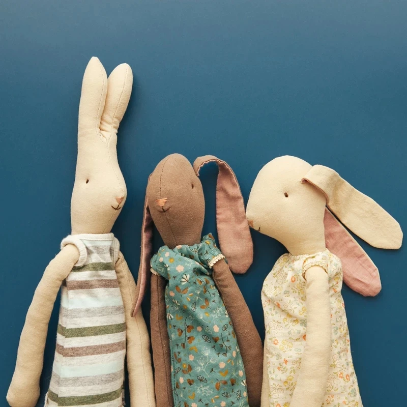 Handmade Cotton Linen Fabric Big Rabbit Plush Doll Mini Large Cute Bunny Stuffed Animals For Babies Toys Girls Birthday Gifts