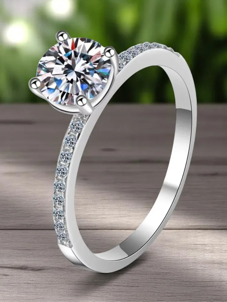 Fashion Moissanite Ring 925 Sterling Silver D Color VVS1 Diamond Four-claw Designer Luxury Wedding Jewelry with  Certificate