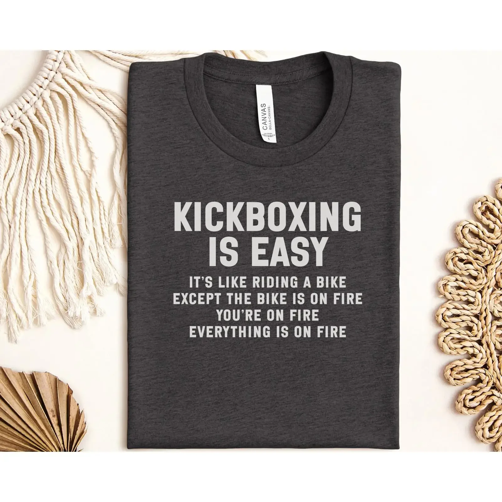 Funny Sarcastic Kickboxing Is Easy T Shirt Martial Arts Gym Humor Kickboxer Workout Top Combat Sports vintage Washed