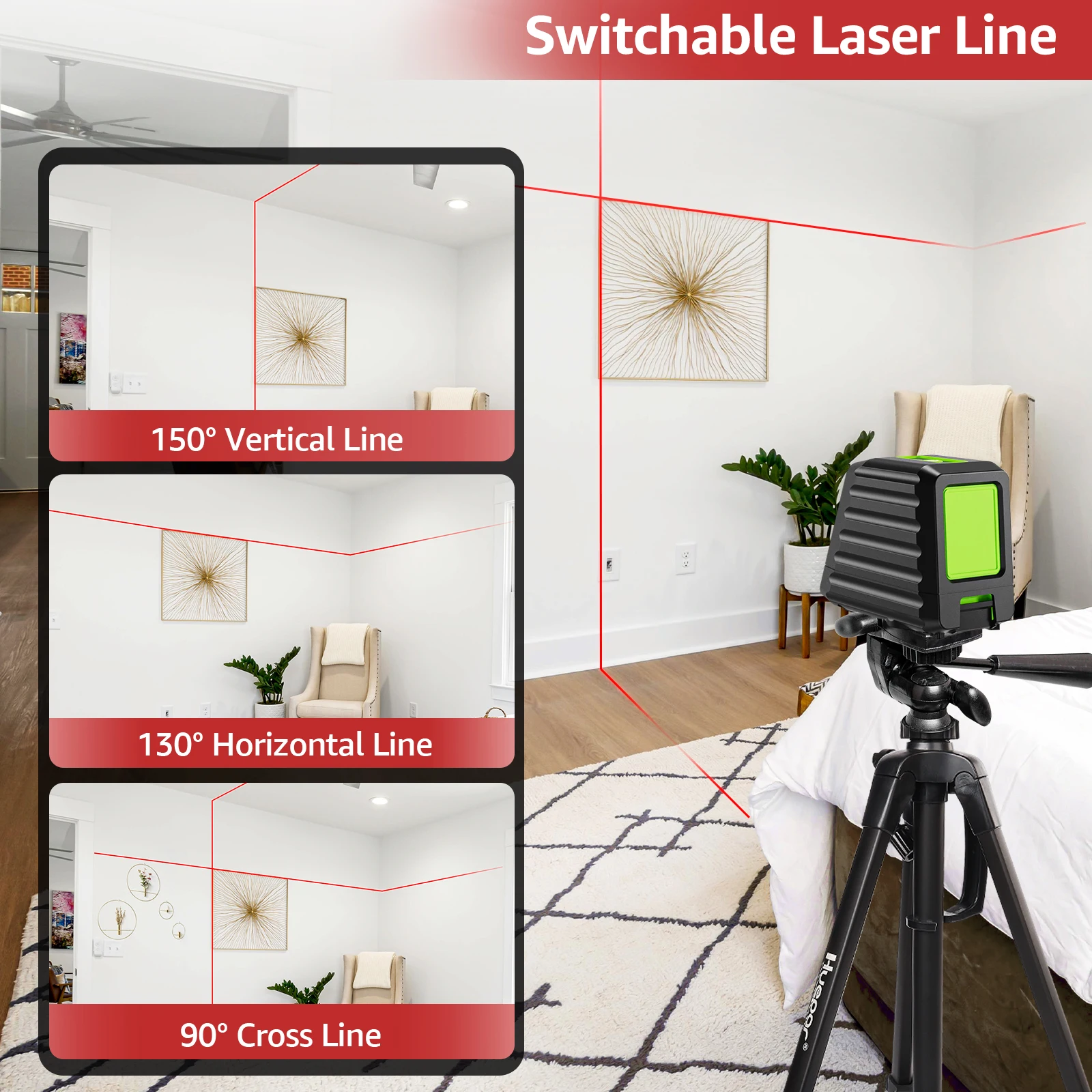 Huepar BOX-1R Nível de laser de linha cruzada de feixe vermelho com suporte magnético Lasers verticais/horizontológicos Ferramenta de laser de nível autonivelante