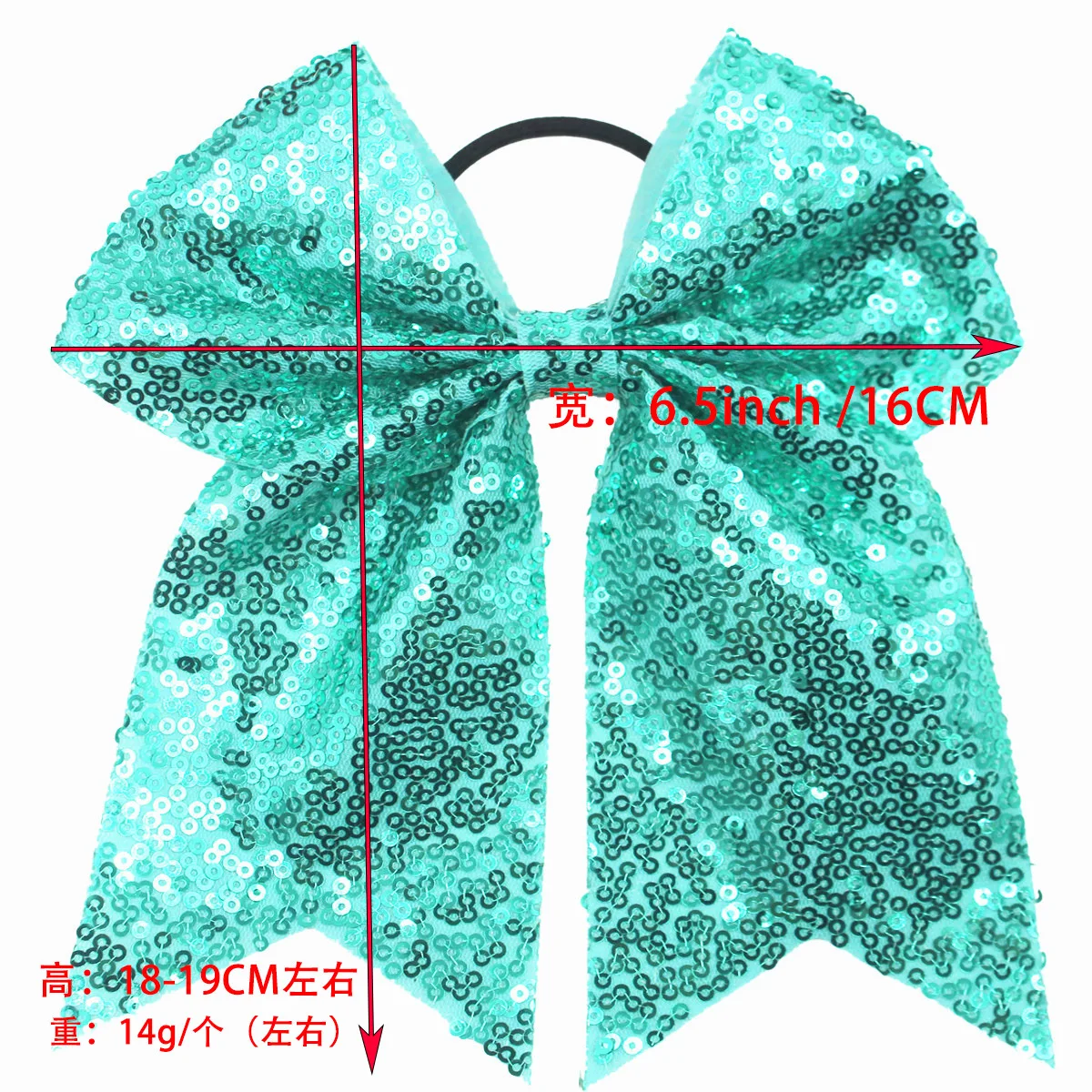 Sequin Swallowtail Bow Scrunchie Solid Color Glitter Hair Tie Ponytail Holder Cheerleading Hair Accessories for Women Party view 4