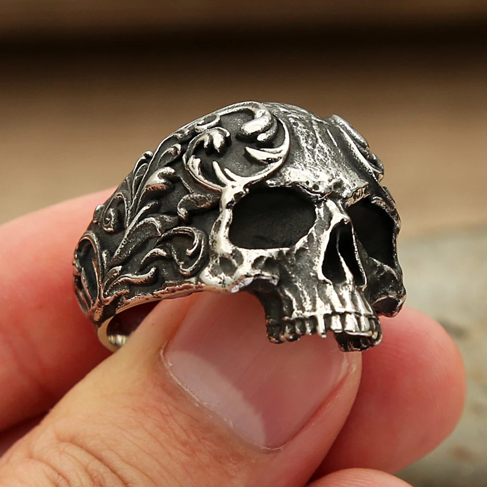 Men\'s Vintage Skull Ring Gothic 316L Stainless Steel Biker Rings For Men Women Punk Motorcycle Band Jewelry Gift Dropshipping