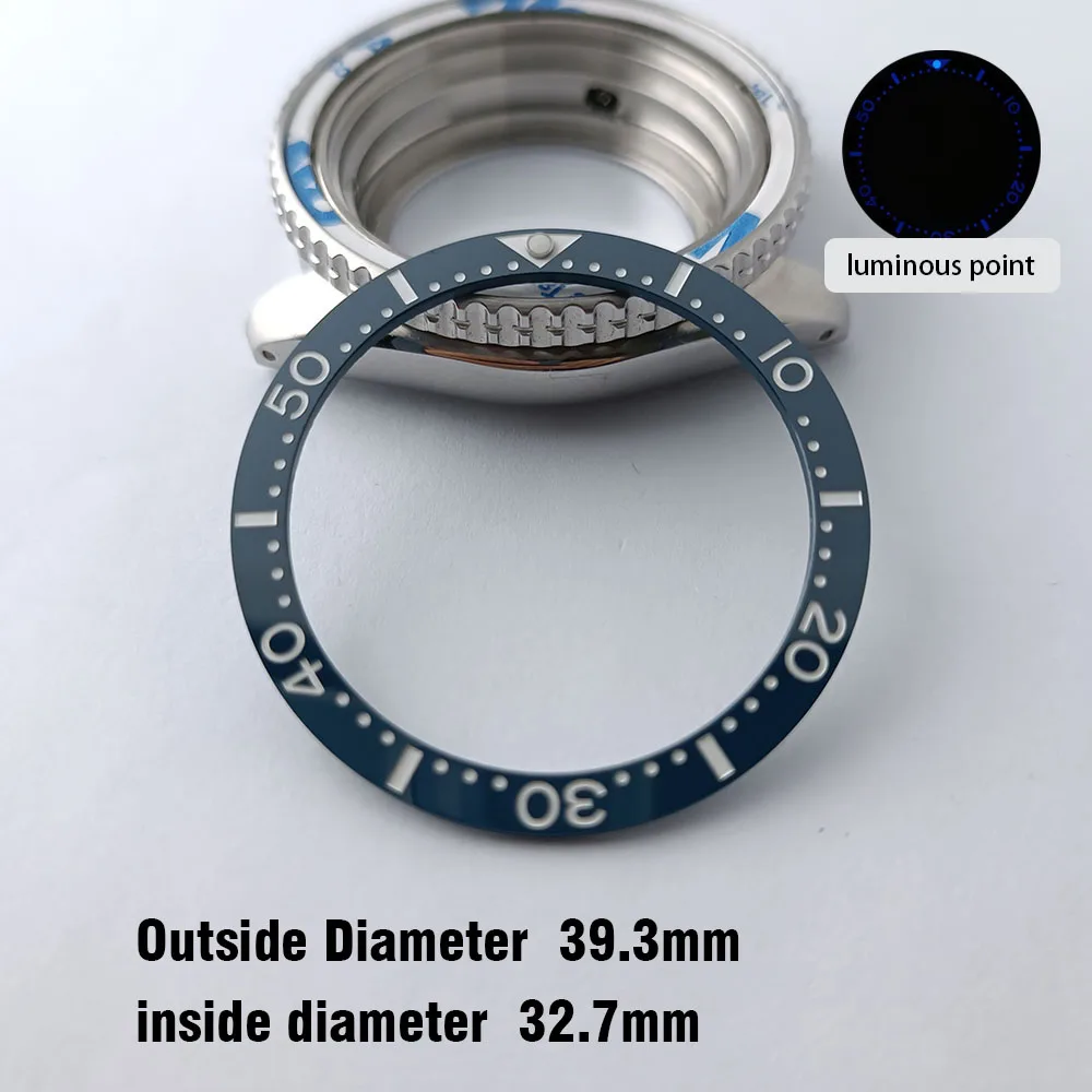 Flat Ceramic Bezel Insert 39.3mm*32.7mm Watch Replacement Watch Parts Watch Cases Replace Accessory Diving Bezel Ring