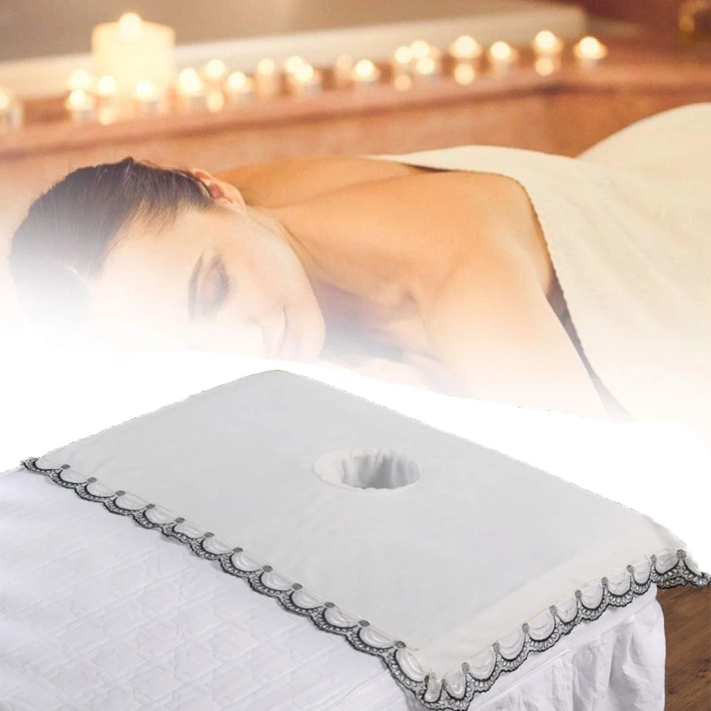 

Massage Bed Coverlet Spa Massage Table Head Cover Soft Cotton Beauty Massage SPA Sheet 60x80cm Bed Table Cover Sheets Hole Salon