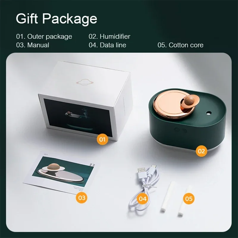 惑星を回転させる空気加湿器,ワイヤレス,超音波,ポータブル,充電式,ホームルームギフト,300ml