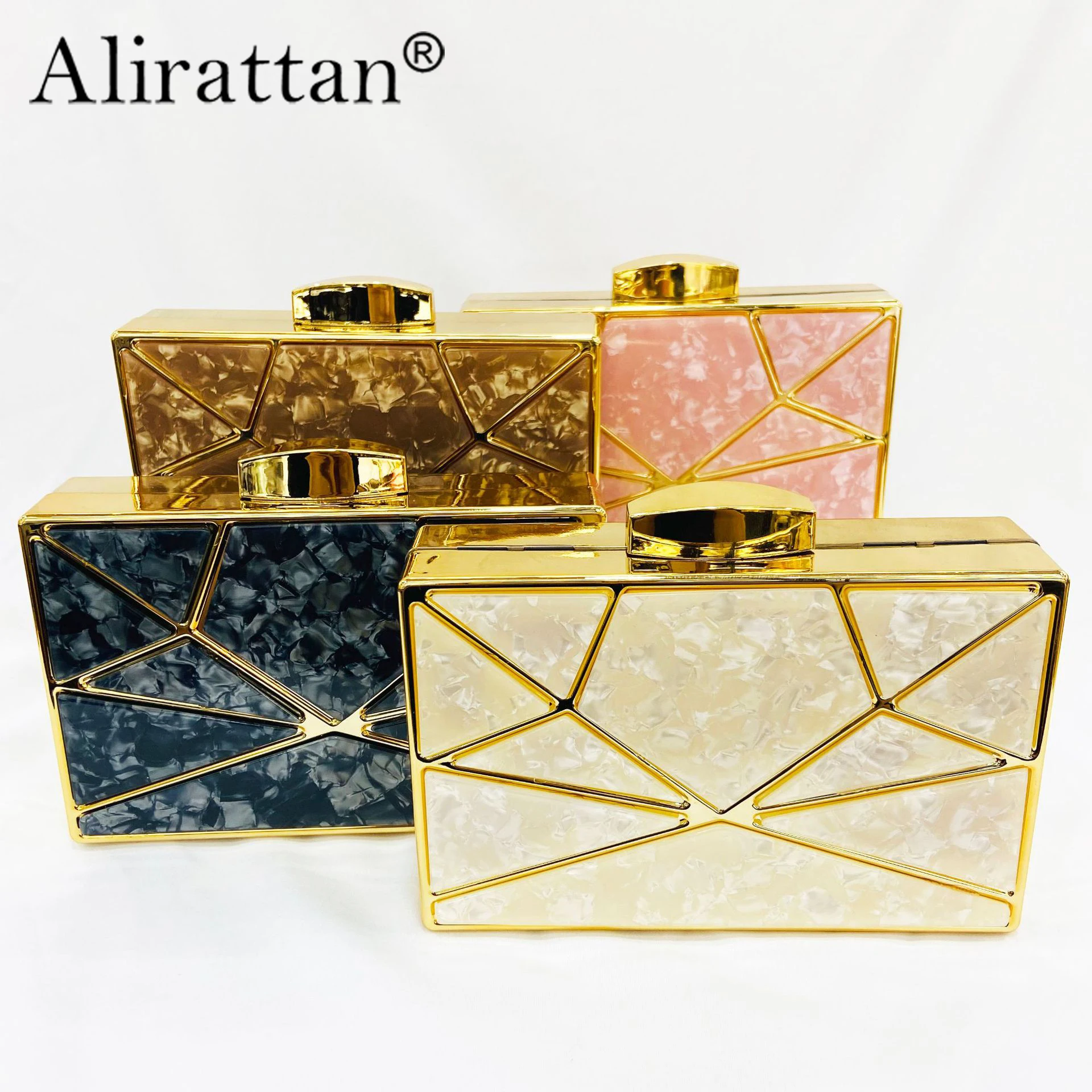 

Alirattan 2024 New Evening Bag for Women Stitching Acrylic Hand Holding Party Bag Shoulder Messenger Bag sac a main femme