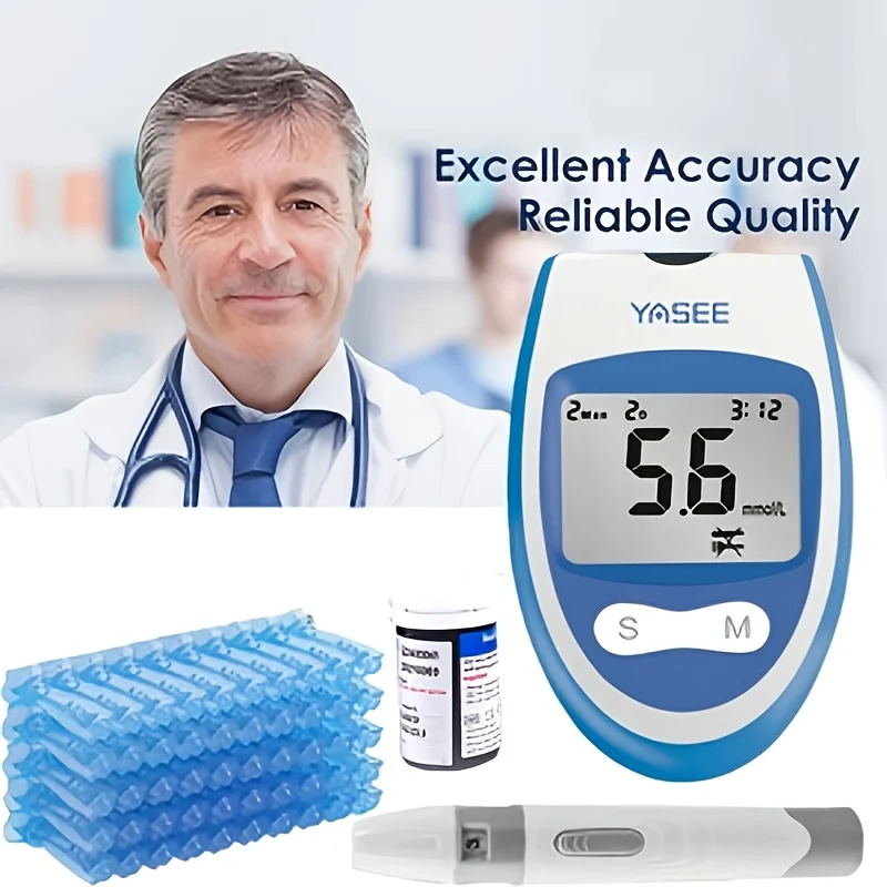 Kit de surveillance de la glycémie - 50 bandelettes de test, 50 lancettes, 1 moniteur, 1 appareil de ponction sanguine - Détection haute précision, conception portable pour les voyages et l'usage quotidien