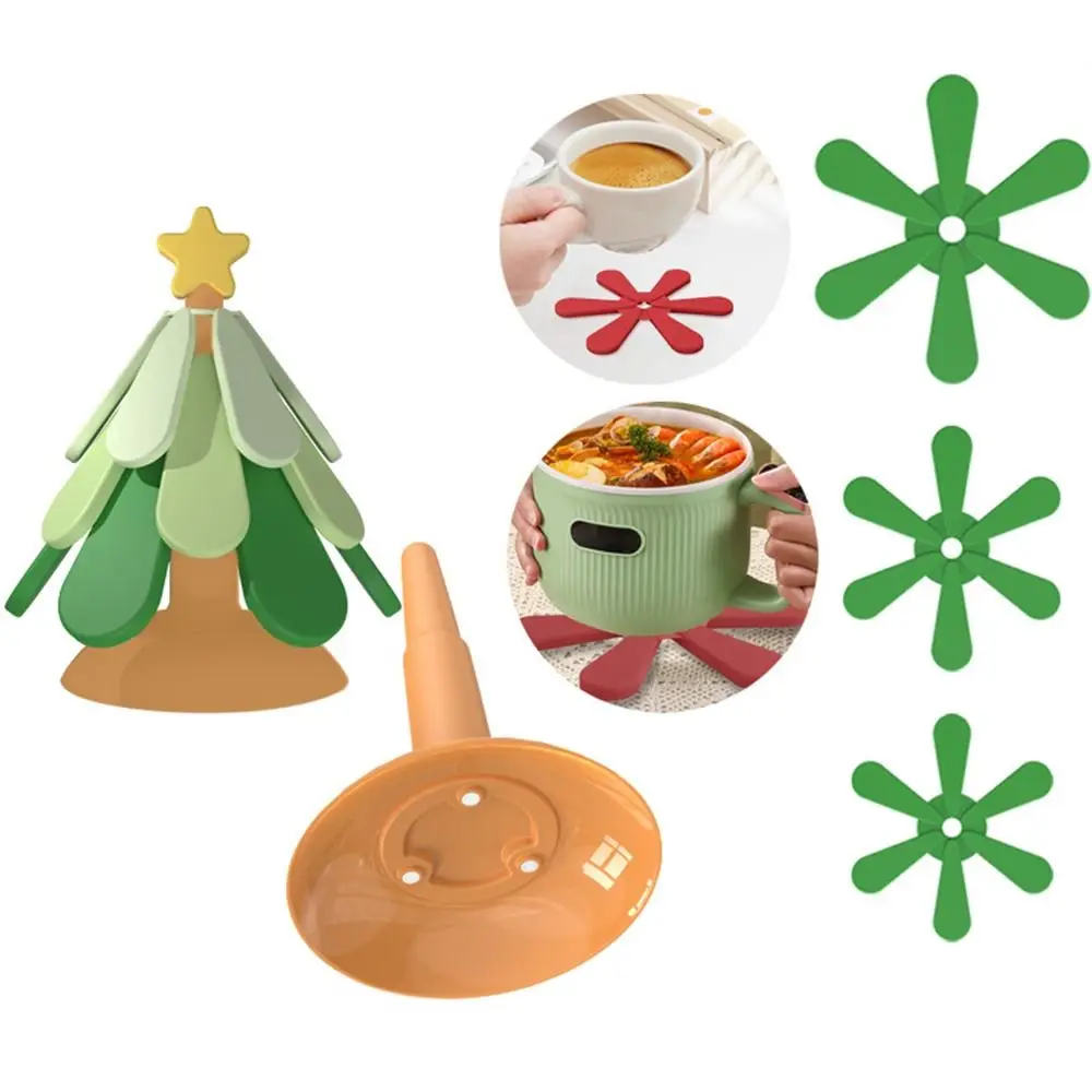 

Нескользящие силиконовые подставки для елки, набор складных подставок на присоске, теплоизоляционная подставка, легко чистящаяся форма рождественской елки