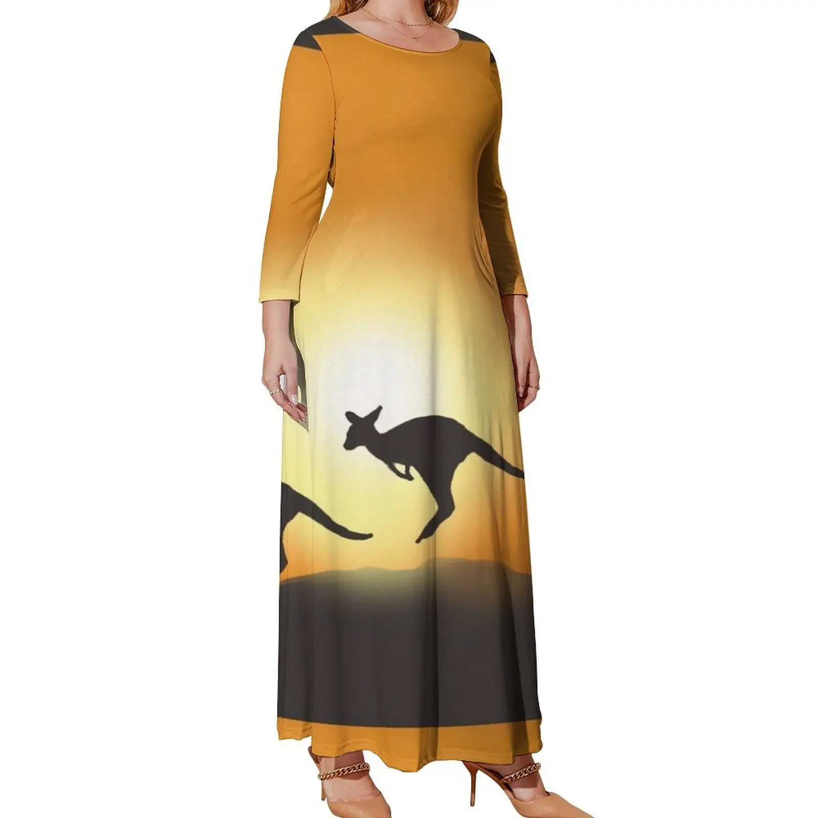 

Kangaroos in the Australian Desert Long Sleeved Dress women dress sexy short dresses daring