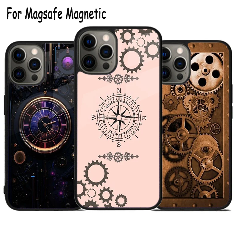 Steampunk glamour Wireless Charge Magsafe Phone Case For iPhone 15 16 14 13 11 12 Pro Max Plus Magnetic Bumper Cover