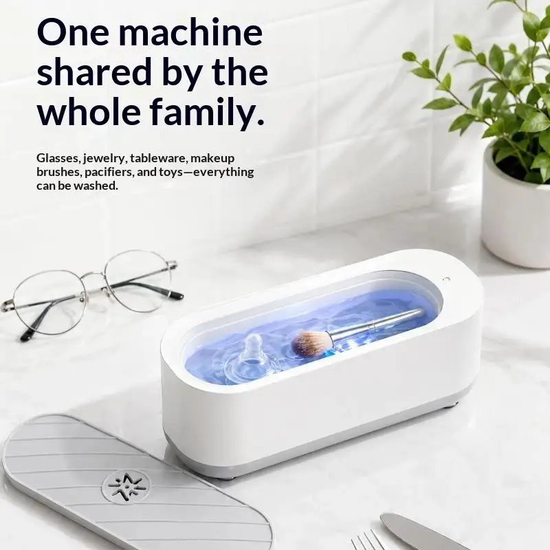 1 Set High Frequency Ultrasonic Cleaner Vibration Wash For Jewelry Glasses USB Rechargeable Battery Mode Cleaning Machine