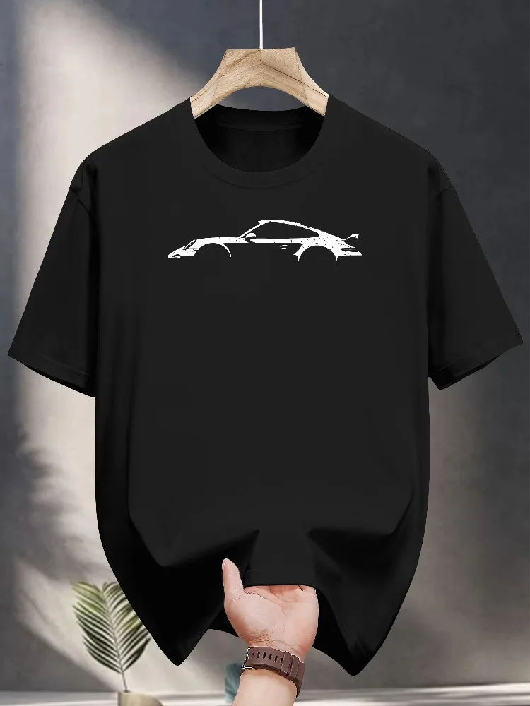 Camiseta estilo minimalista para homens e mulheres, camisetas de manga curta com gola redonda, camisetas engraçadas com estampa de carro de corrida pa