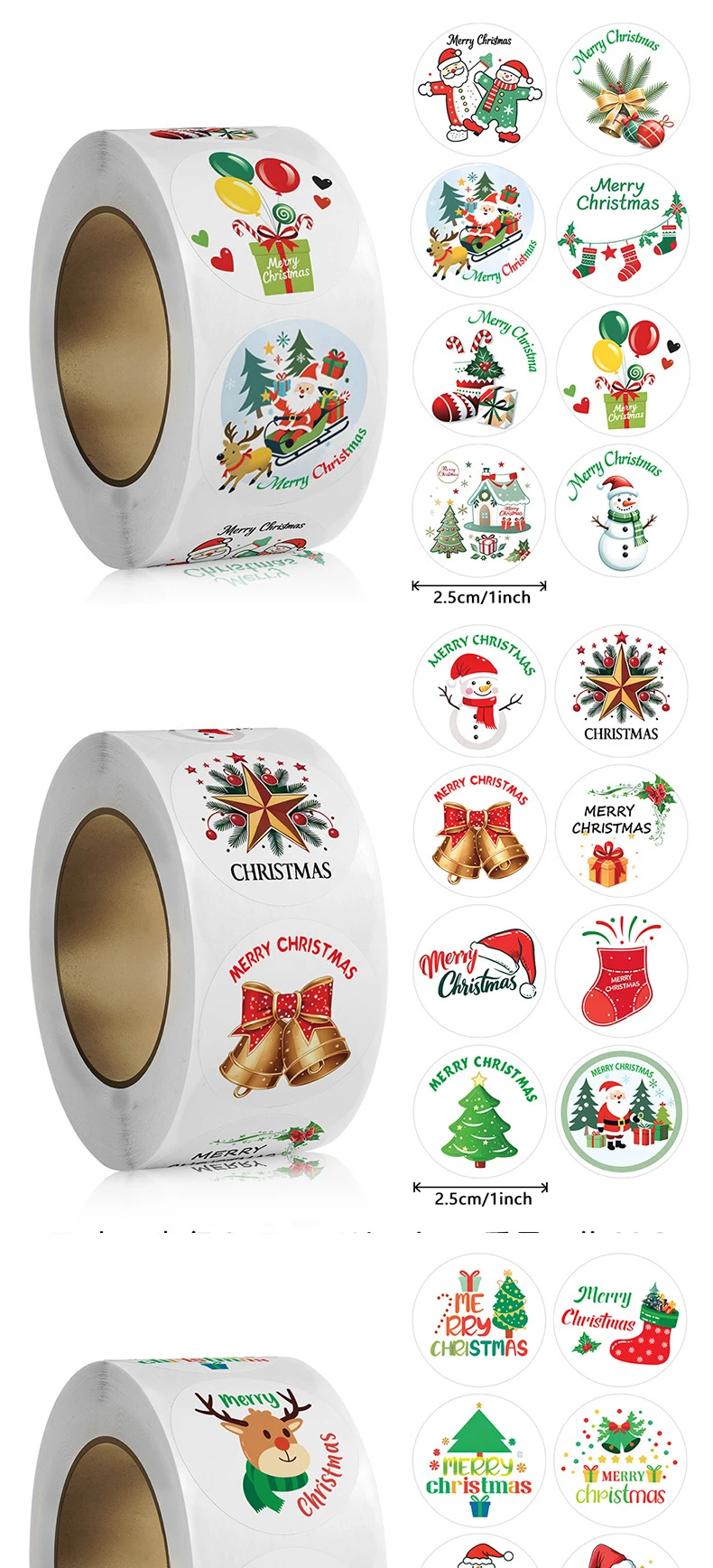 500 Stück Frohe Weihnachten Siegelaufkleber zum Dekorieren von DIY-Geschenken, Backpapier, Umschlägen und Schreibwaren für die Weihnachtsfeier-Dekoration – Detail 4