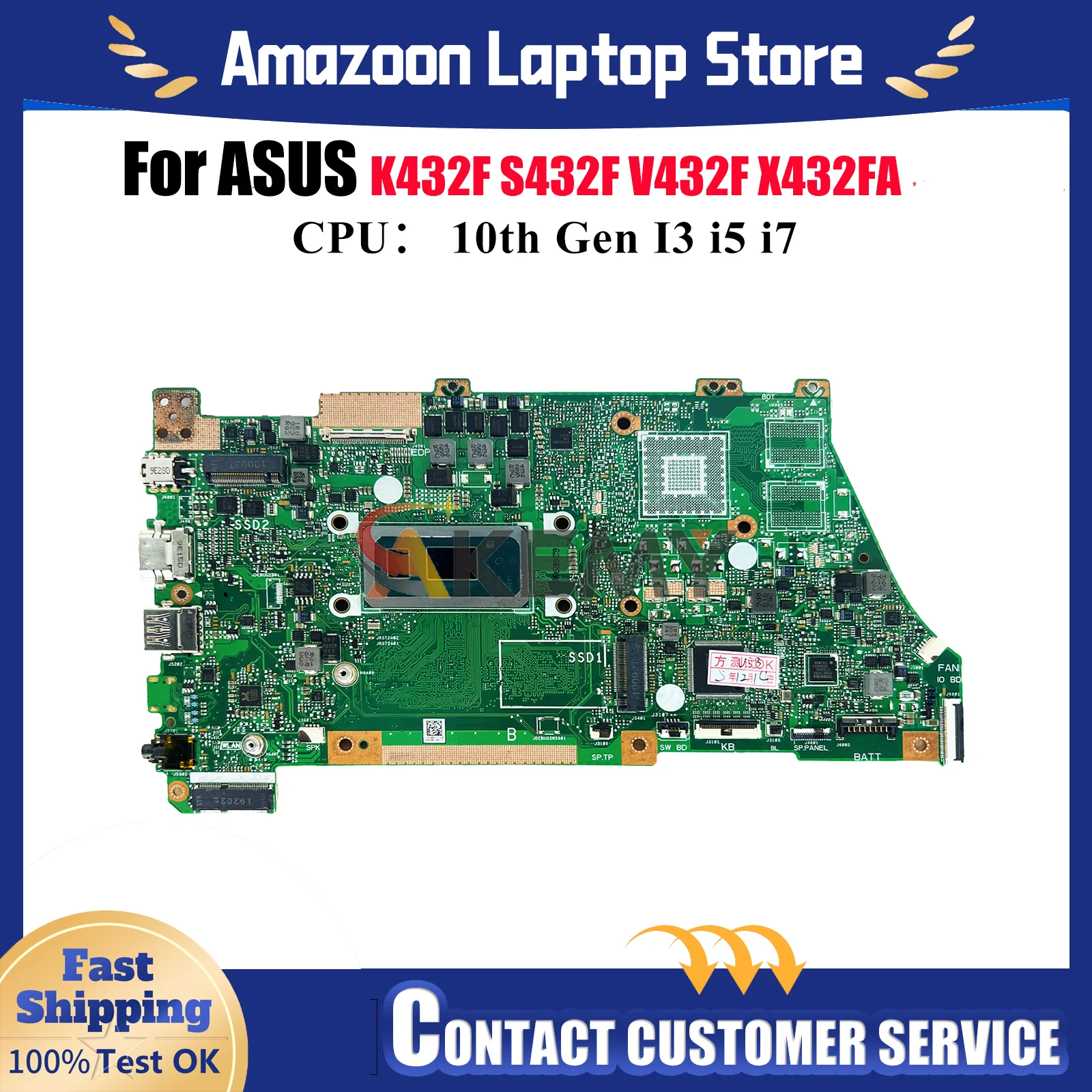 

X432FA Laptop Motherboard For ASUS VivoBook V432F X432FA X432FLC S432F X432FL X432F K432F X432FAC Mainboard W/ 10th Gen I3 i5 i7