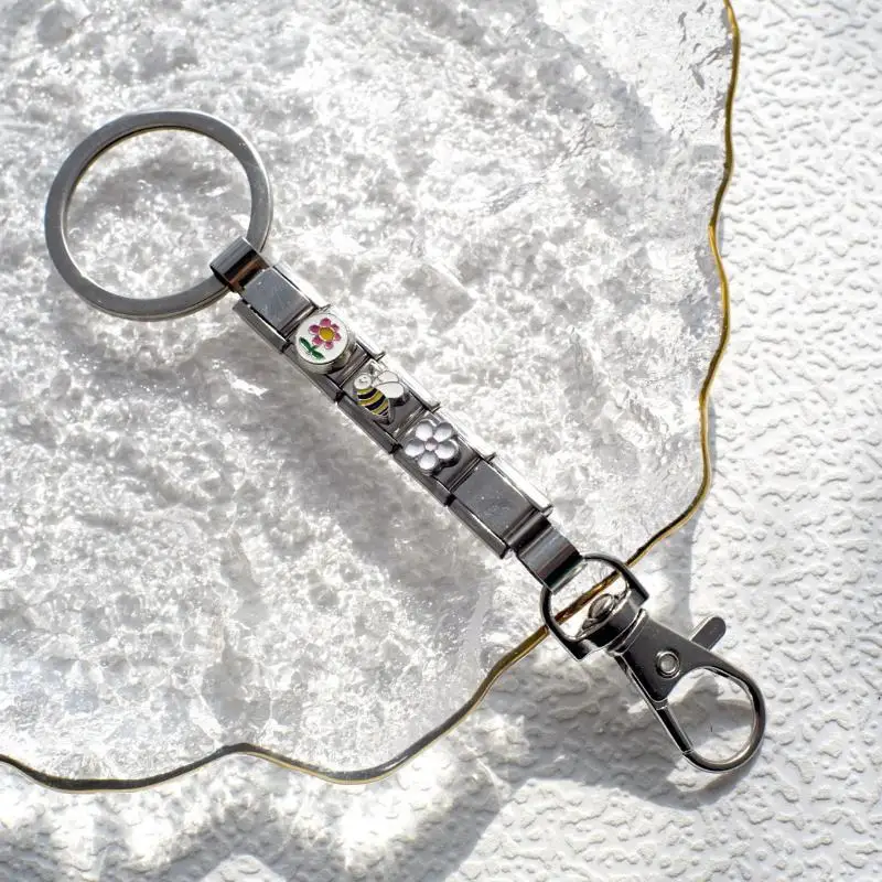 【W】Schleifen-Schmetterling-Stern-Modul-Armband-Schlüsselanhänger-Taschen-Schlüsselanhänger, personalisierter Schlüsselring, italienischer Charm, DIY-Schmuckherstellung, Geschenke – Detail 12