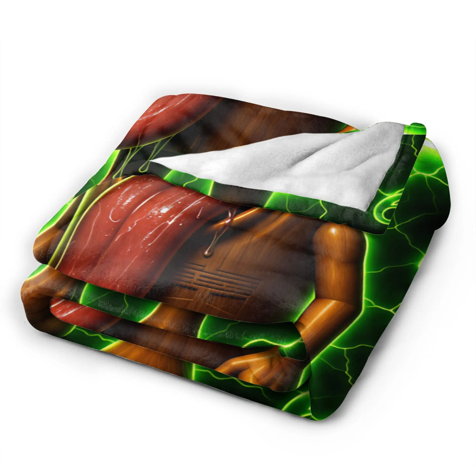 Warm Comfy Blanket Travel Office Tung Tung Sahur 67 Green Laser Eyes Crazy Meme Throw Blanket Graphic  Bedspread For Home Decor