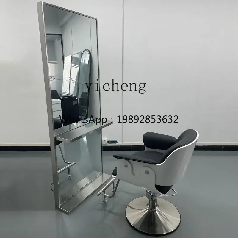 CC  barber mirror table double-sided door type stainless steel hair cutting mirror beauty salon movable perm mirror