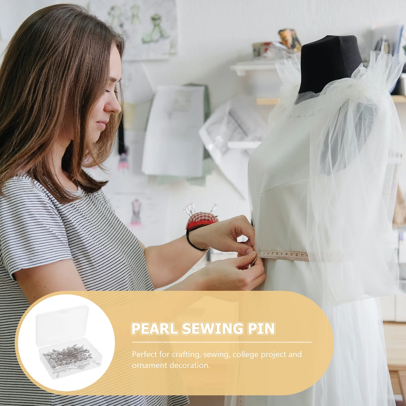 

100pcs Pearl Head Sewing Pins Durable Decorative Pin For Wedding Bouquet Diy Jewelry Corsage Craft Tools Accessory