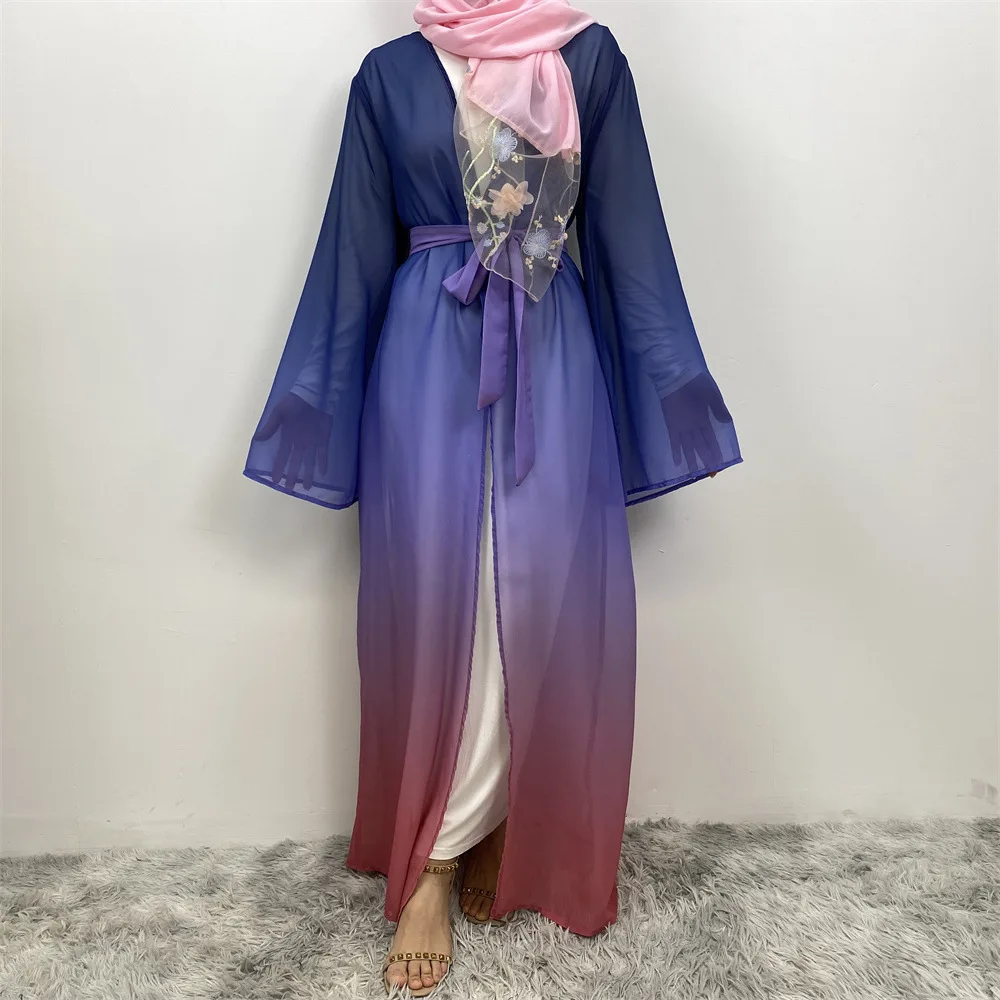 

Ramadan 2024 Summer Luxury Gradient Open Batwing Kimono Abaya Dubai Muslim Modest Dress Islam Clothing Abayas for Women Kaftan