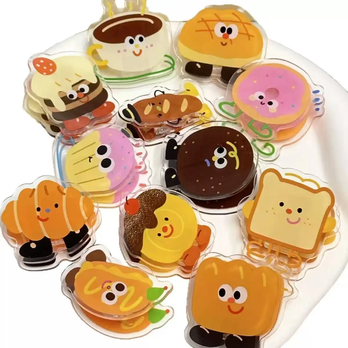 2Pcs Random Style Dessert Pastry Acrylic Sealing Clips Cartoon Snack Food Shape Paper Photo Clips Decorative Bag Sealer Clips fo
