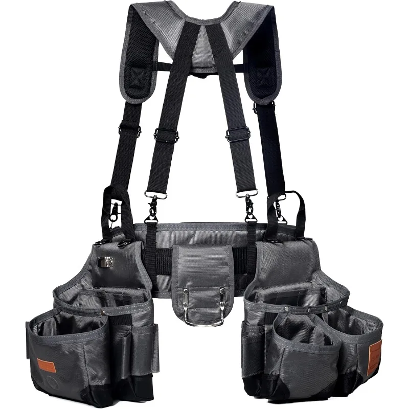 

Tool belt,Tool Belts for Men with Suspenders and Magnetic Tool Pouch.Heavy Duty Carpenter/Construction Tool Belt.