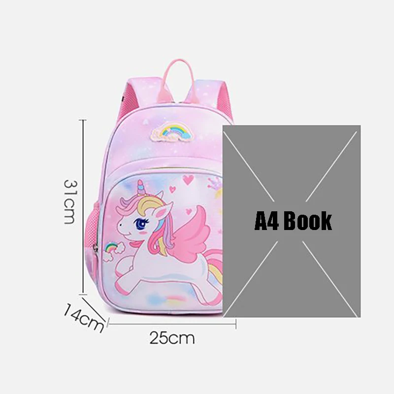 Tas punggung anak lucu, ransel sekolah taman kanak-kanak pengurang berat badan ringan Kartun Unicorn