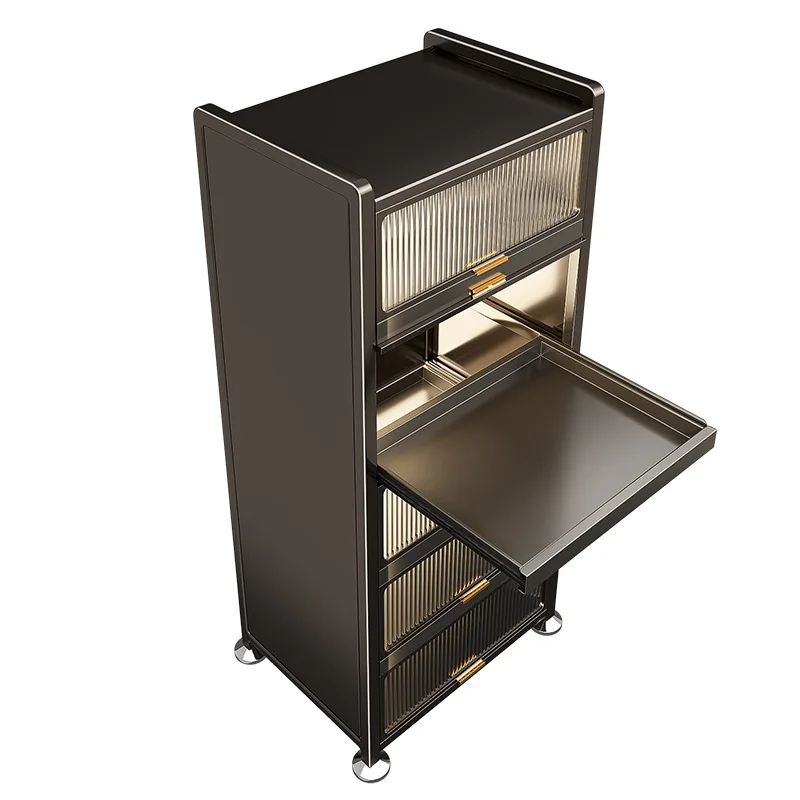 

Kitchen Storage Cabinet Steel Crack Multifunctional Oven Microwave Shelf Floor to Floor