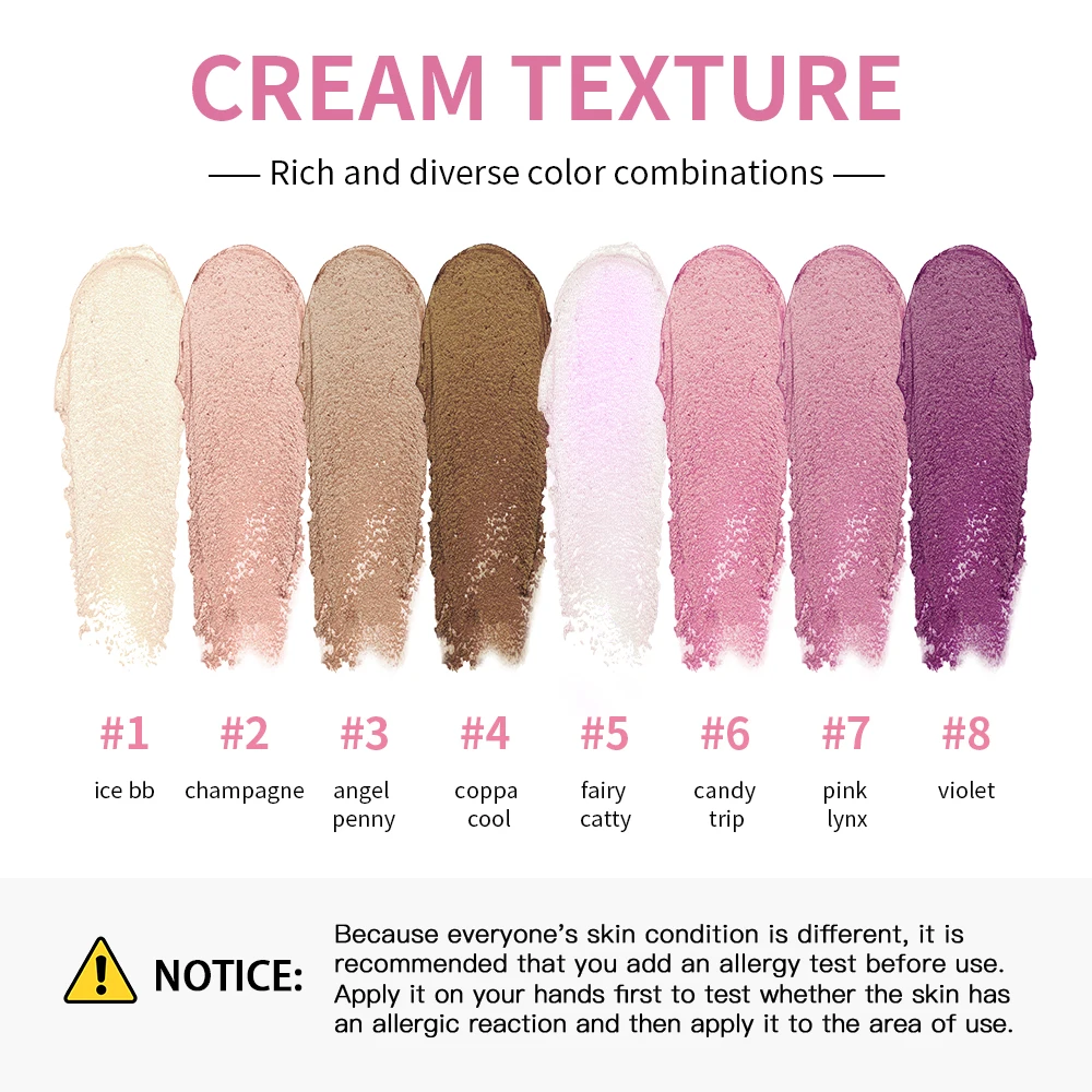 8 ألوان كريم هيغليغتر لوحة الوجه سطع تمييز أحمر الخدود والتحديث لامع المخفي كريم ماكياج أداة مستحضرات التجميل #6