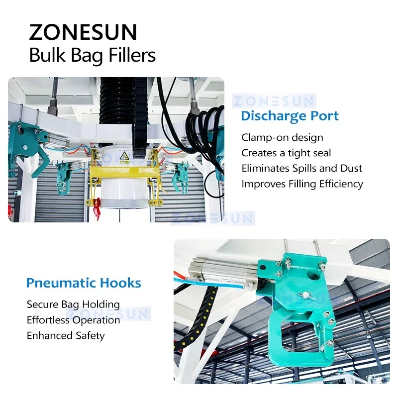 Zonesun 粉末粒子袋詰め機システム トン袋充填装置バルク袋フィラージャンボ袋包装機 ZS-BBF1000