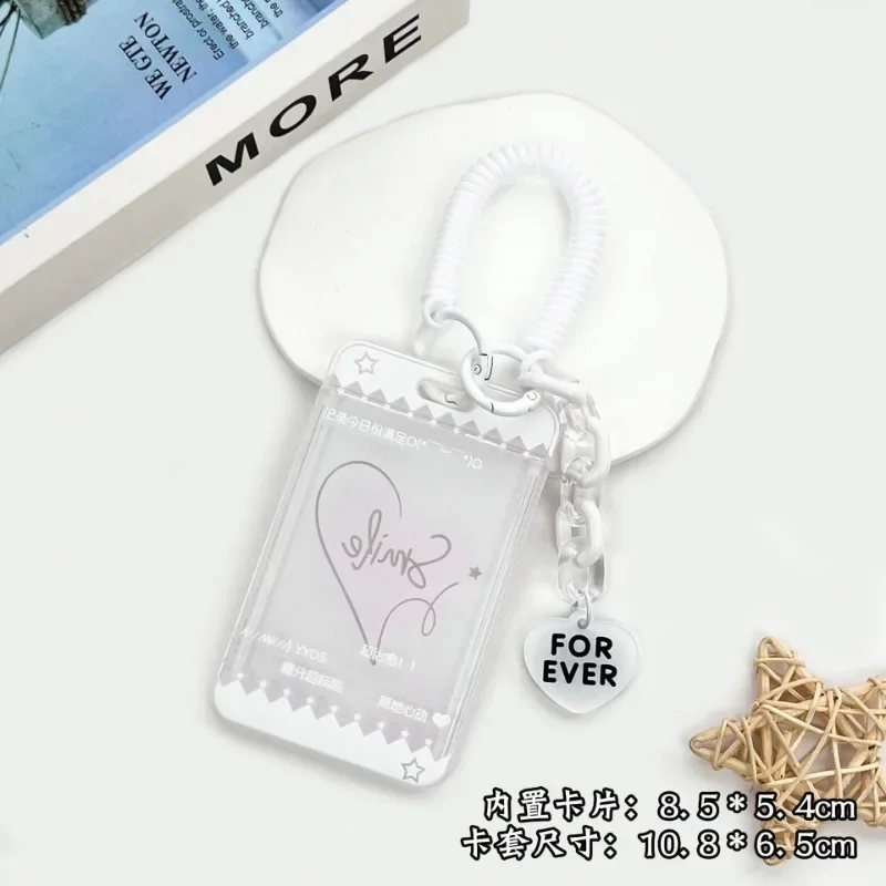 Chic Korean Kpop Idol Photocard Holder with Lanyard Sweet Heart Style Family Friend Photo Card Cover Case ID Bus Card Protector