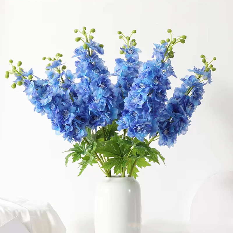 

5Pcs Artificial Flowers Feel Delphinium Violet Real Touch Flowers Wedding Decor Fake Flowers Luxury Home Living Room Ornaments