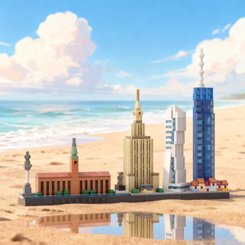 

519 деталей MOC «Варшава: Горизонт», архитектурная модель, конструктор, рождественский подарок, игрушка для сборки своими руками, креативная идея, развивающая игрушка