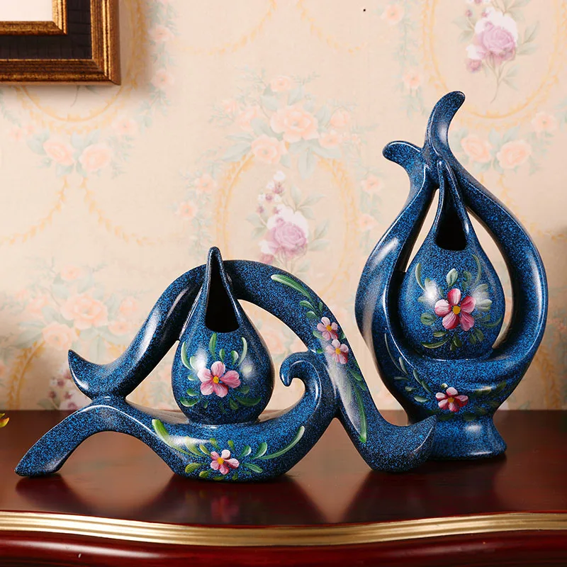 Imagem -02 - Luxo Europeu Resina Vaso Grupo Flor Artificial Figurinhas Artesanato Figurinhas Artesanato Home Decor Mobiliário da Sala Varanda