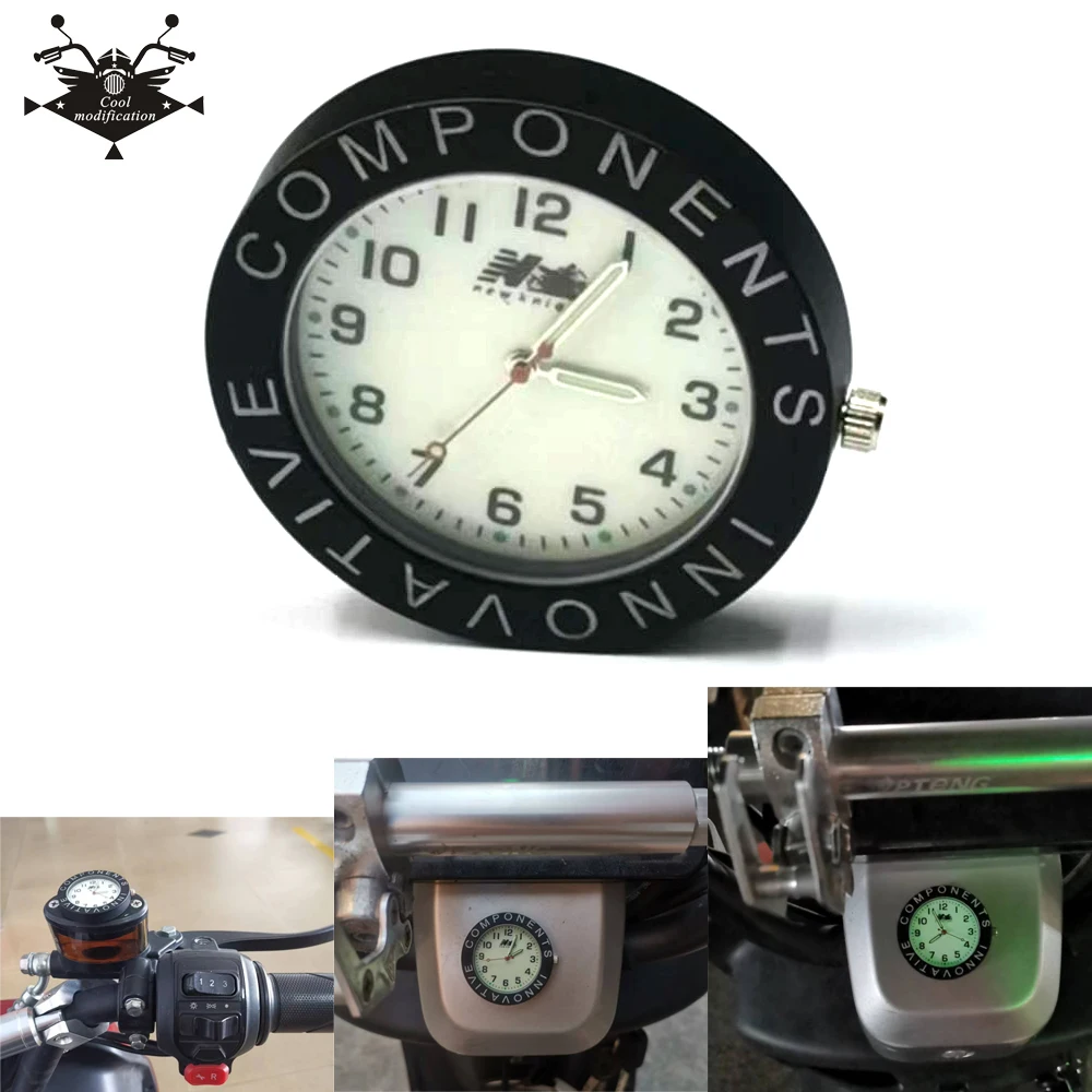 For Yamaha Ducati KYMCO Honda Benelli Motorcycle Accessories Waterproof Luminous Alloy Quartz Electronic Clock Watch 3M Stickers