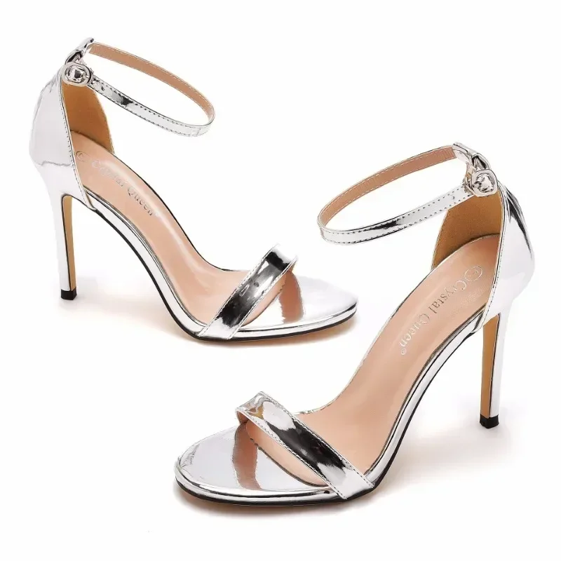 Summer Fashion Sandals Women Sexy PU 10.5CM Thin Heels Buckle Strap Sexy Concise Women\'s Party Dress Sandals High Heel