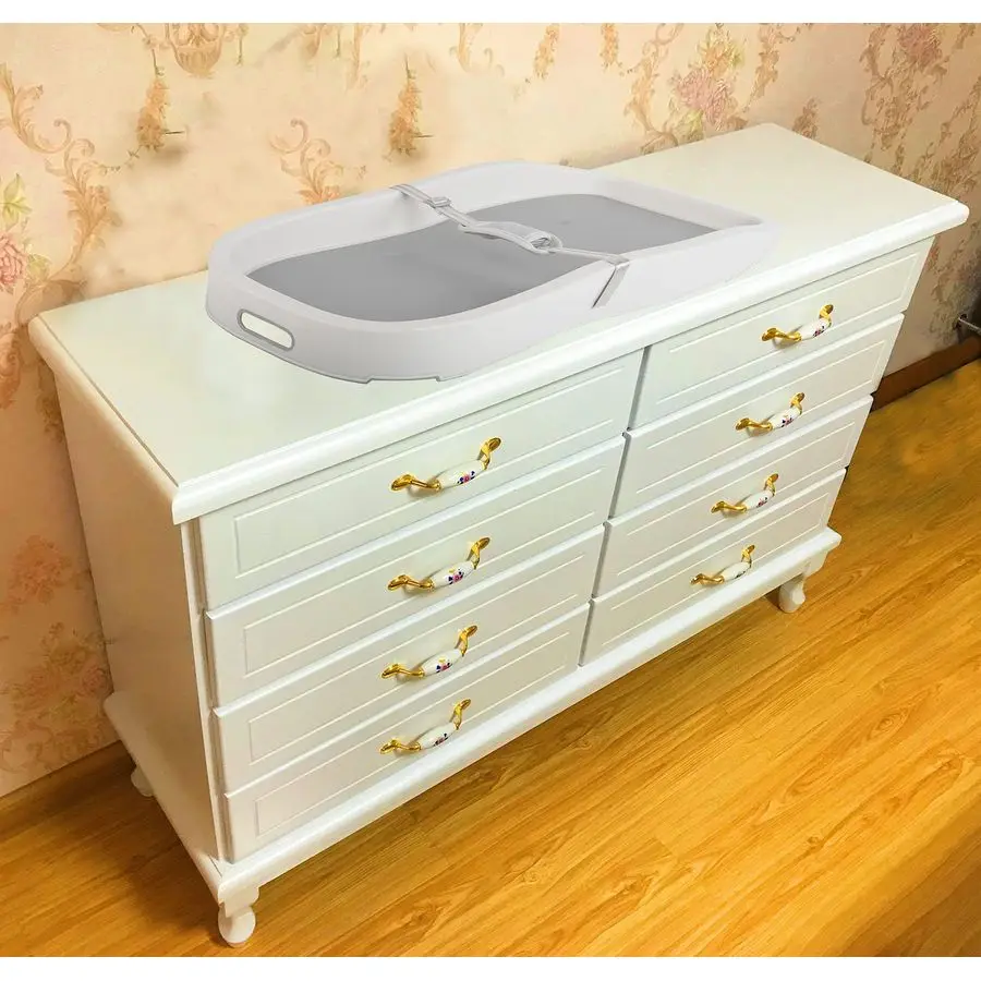 لوحة تغيير حفاضات الأطفال Pro 4 في 1 قابلة للغسل، صينية تغيير الحفاضات المحمولة، غير قابلة للانزلاق، طاولة تغيير مقاومة للماء باللون الرمادي #6