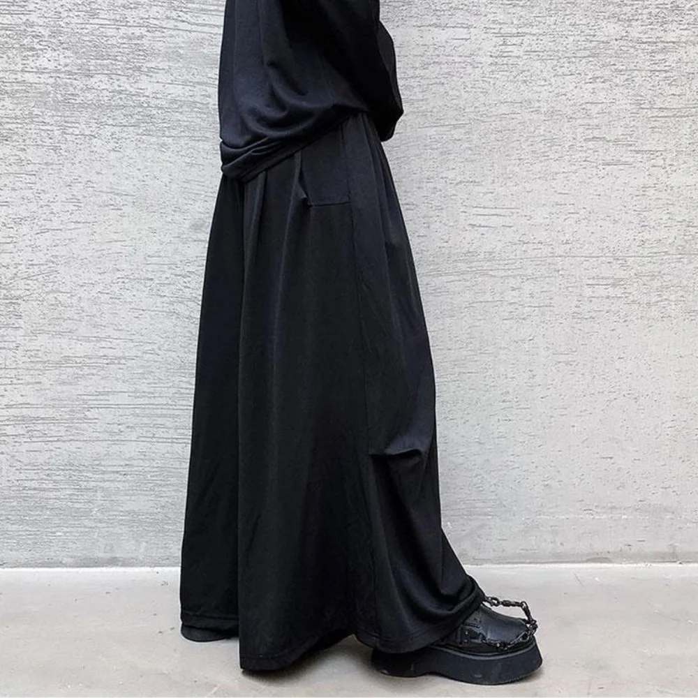 2025 Summer New Men's Solid Color Skirt Pants Korean Style Fashion Casual Trend Simple Breathable Loose Oversize Men's Bottoms
