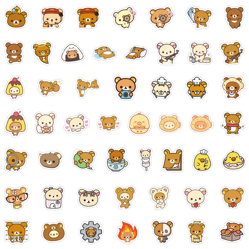 105 Teile/satz Nette Rilakkuma Aufkleber Korilakkuma Bär Wasserdichte Aufkleber DIY Aufkleber – Detail 1