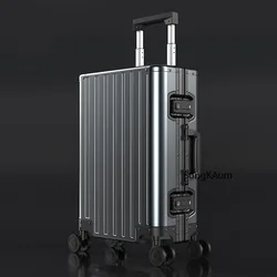 Letrend Luxe Rolling Bagage 100% Aluminium Trolley Effen Reistas 20/24 Inch Vrouwen Boarding Carry Op Koffers Kofferbak