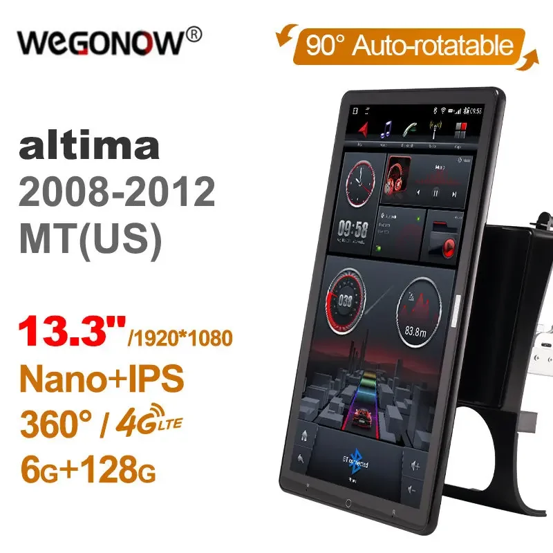 

Автомагнитола 13,3 дюйма, 1 Din, Android 10,0, камера 360, панорамная для Nissan altima 2008-2012, автомагнитола, вращающаяся, 4G LTE, без DVD