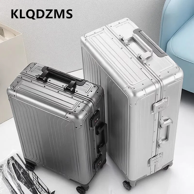 

KLQDZMS чемодан для кабины, 20 дюймов, бизнес-интернат, 24 "28", полностью чемодан на колесиках из алюминиевого магниевого сплава, ручная кладь, дорожный багаж