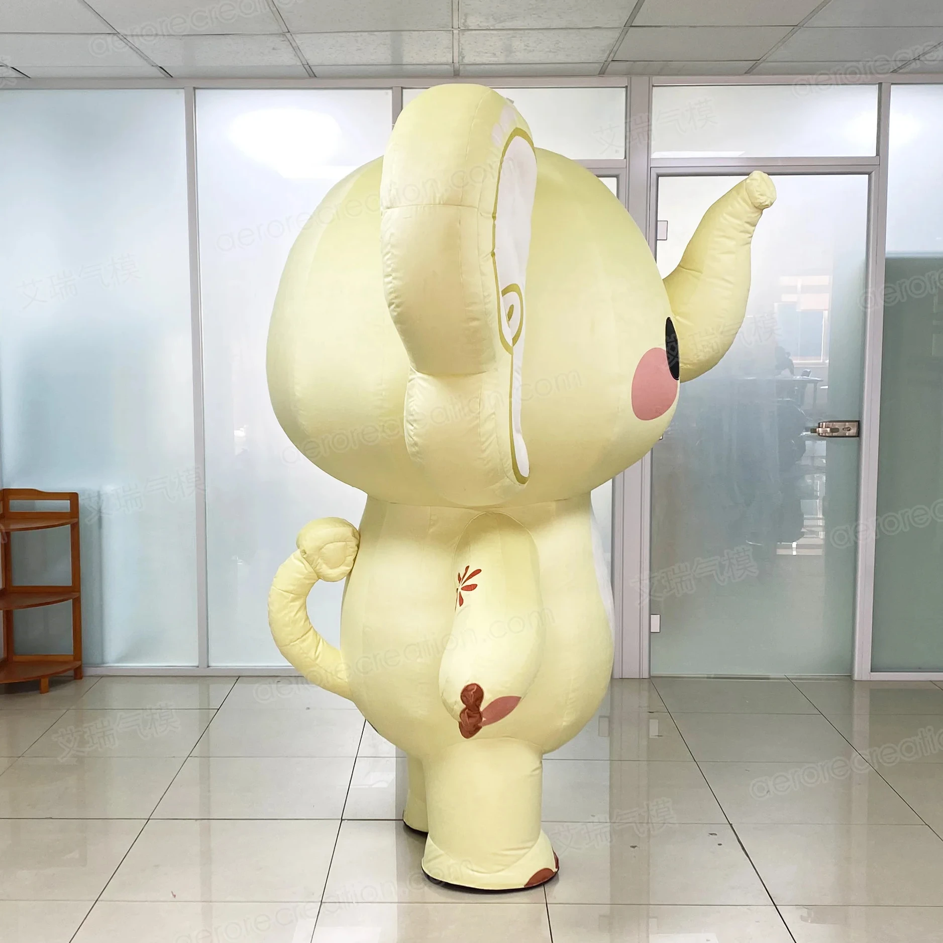 Full Customization Cute Inflatable Elephant Mascot Yellow Moving Custom Mascot Costume Inflatable Walking Cartoon Character
