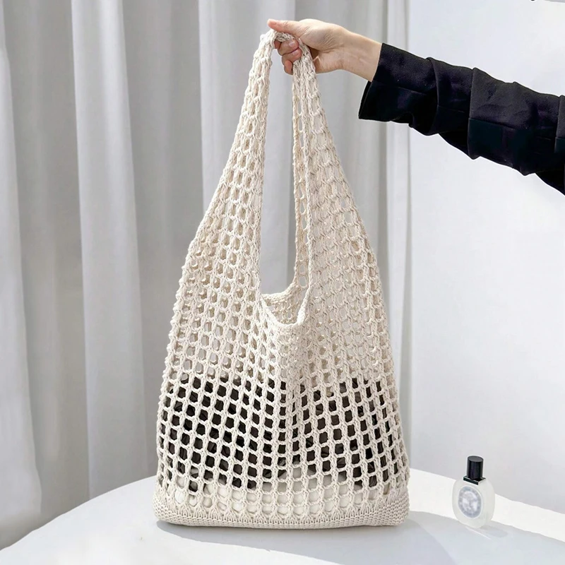 Mode Häkel taschen für Frauen Sommer Strand Einkaufstasche ästhetische Tragetaschen Handtasche böhmisch gewebte Strick Umhängetasche – Detail 7