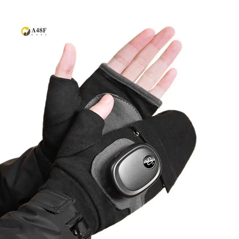 

A48F-перчатки с подогревом, USB-перезаряжаемые перчатки для рук, зимние перчатки с полным пальцем для женщин, теплые