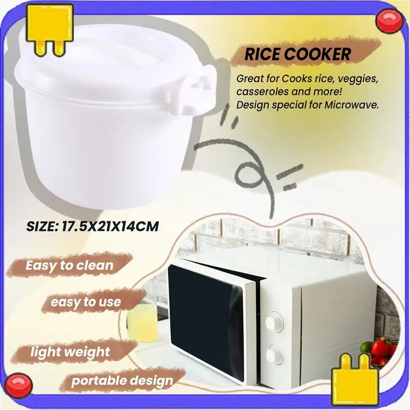 

L56A-Microwave Rice Cooker Multifunction Small Lunch Container Microwave Cooker Cookware For Microwave Oven