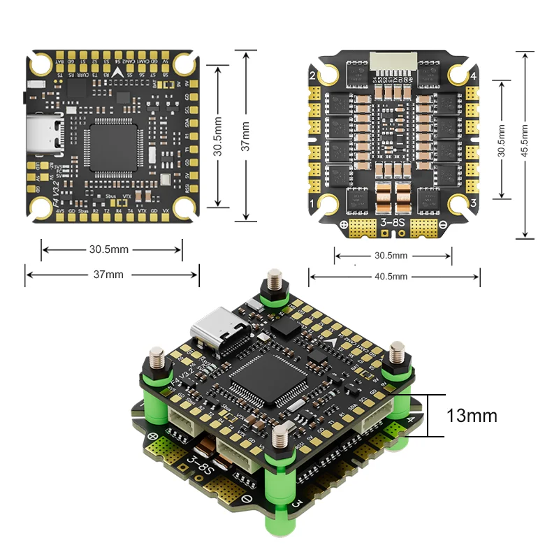 Aocoda-RC F455/65/75 V3.2 Stack F405 V3.2 FC+55A/65A/75A 32BIT 4in1 ESC 30x30mm per FPV Freestyle Drone