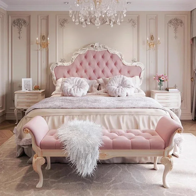 Premium Durable Practical Nordic Queen Double Bed Modern Whitr King Kids Girl Headboard Double Bed Boys Sleeping Camas