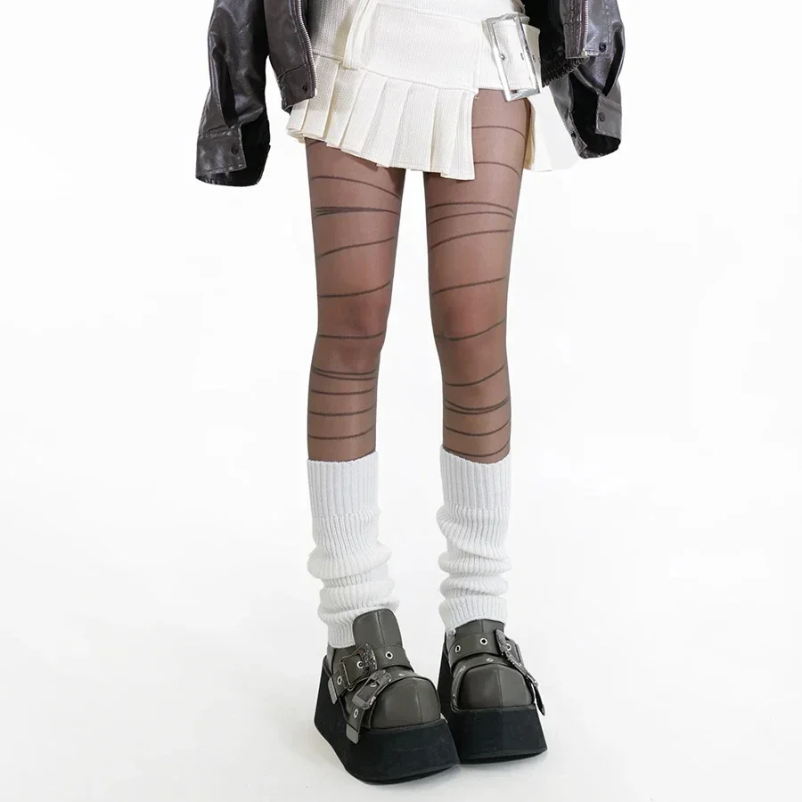 المرأة مثير غير النظامية مخطط الجوارب الملابس الداخلية الفخذ العليا جوارب جوارب طويلة Y2k الفتيات عالية الخصر جوارب الجسم جوارب طويلة الجوارب